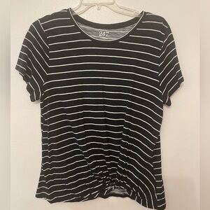 24/7 Comfort Apparel Black White Striped Tee Sz XXL